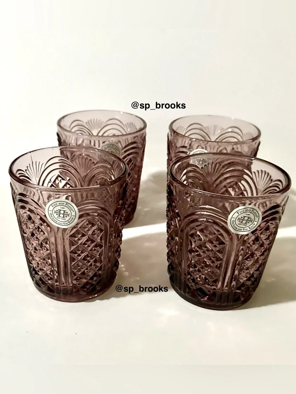🎁4PC Fitz and Floyd Glass Tumbler - 11 oz. Sicily Lilac Tumbler
